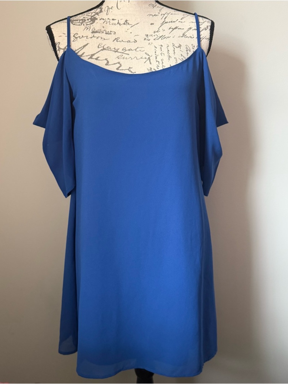 Blue Cold-Shoulder Slip Dress